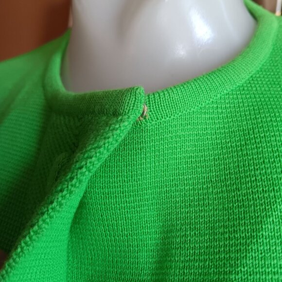 Small Vintage Sweater 1960's Kimberly Neon Green Wool Button-Up Blazer Italy - Picture 8 of 8